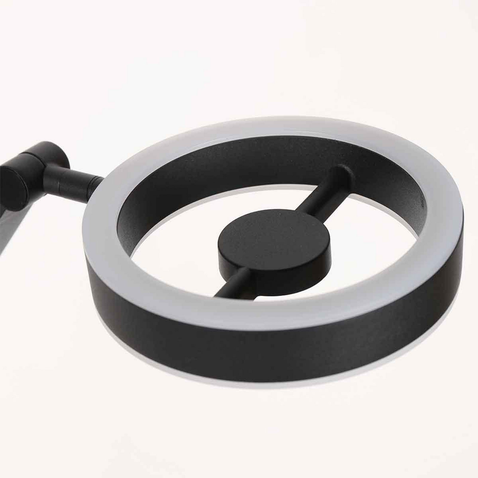LED vloerlamp Ringlux, zwart, metaal, verstelbaar