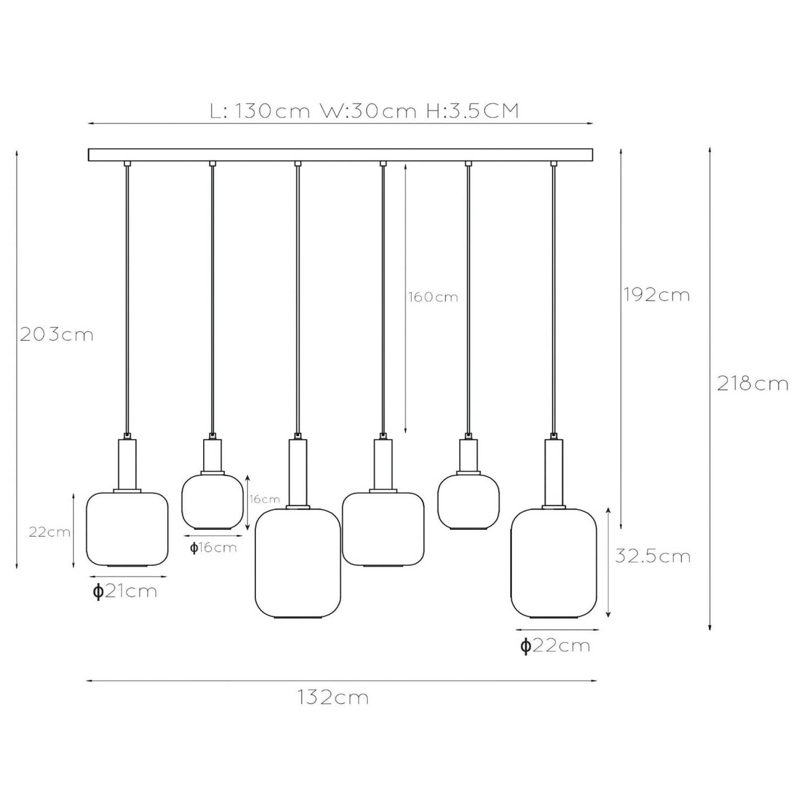 Lampa wisząca Joanet, dymny szary/czarny, szkło, 132 cm długości