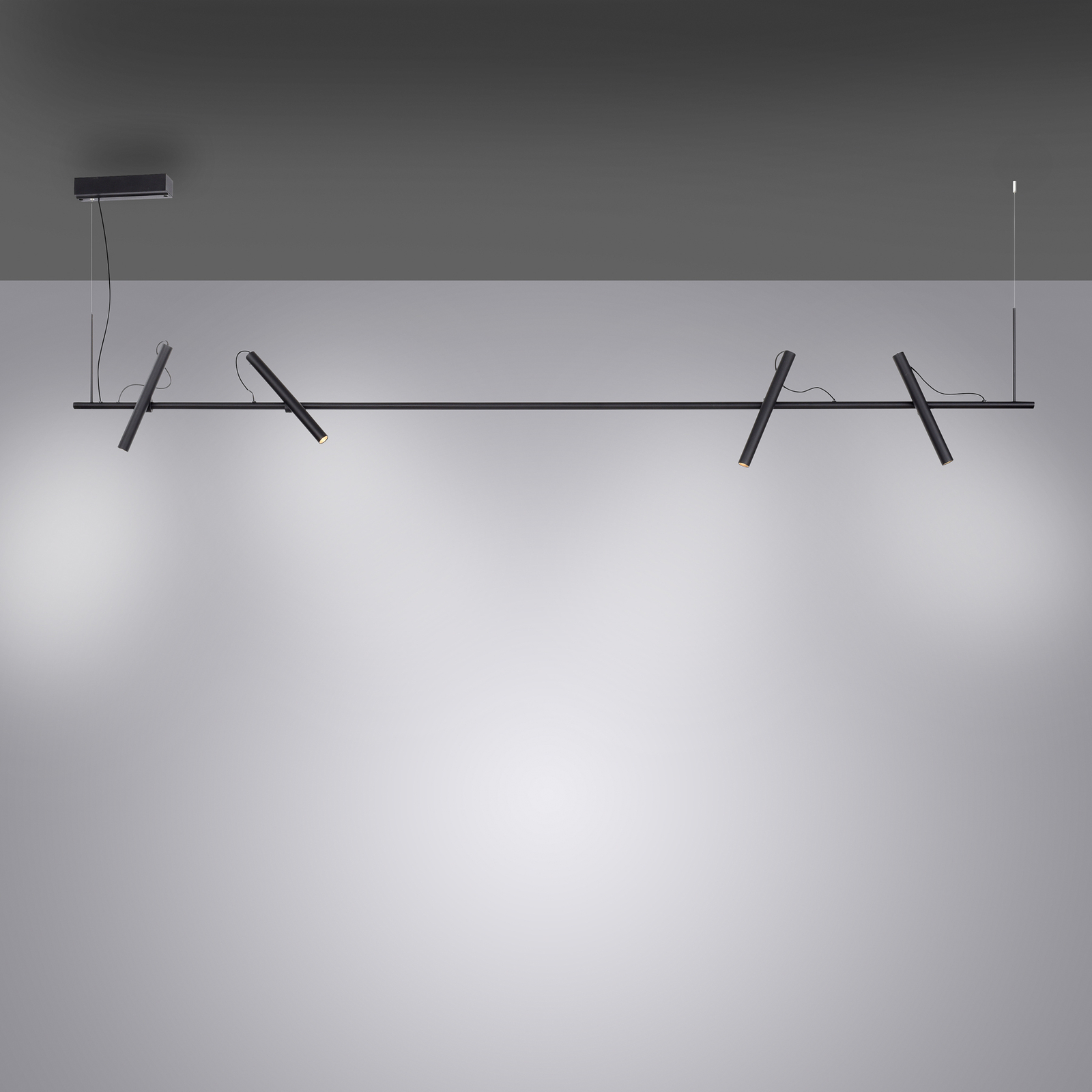 PURE Tutua LED-hänglampa, 4 lampor, svart