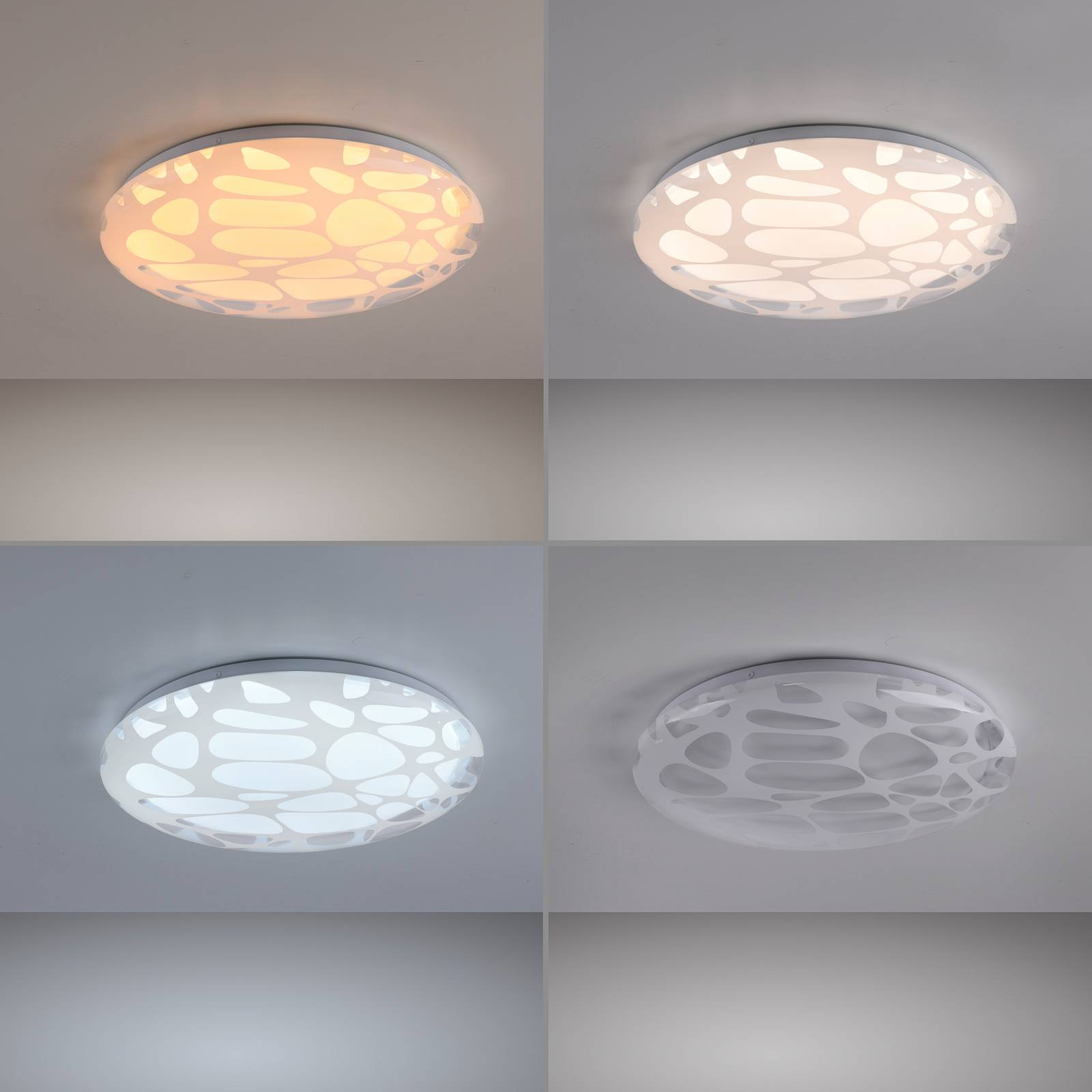 Lampa sufitowa LED ART Plafo 14009, biała, żelazna, z pilotem