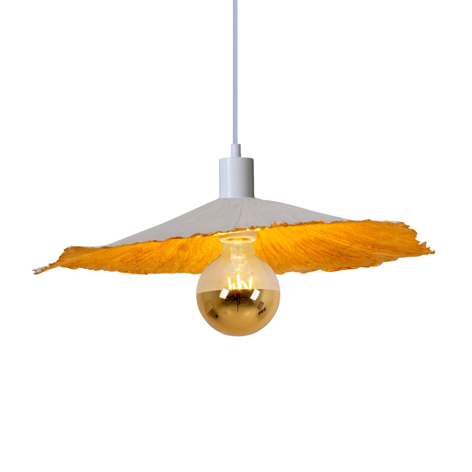 Näve Crazy Paper pendant lamp, white and gold, Ø 41 cm, for Living / Dining Room, paper, E27, 40 W, energy efficiency: A++, H: 10 cm