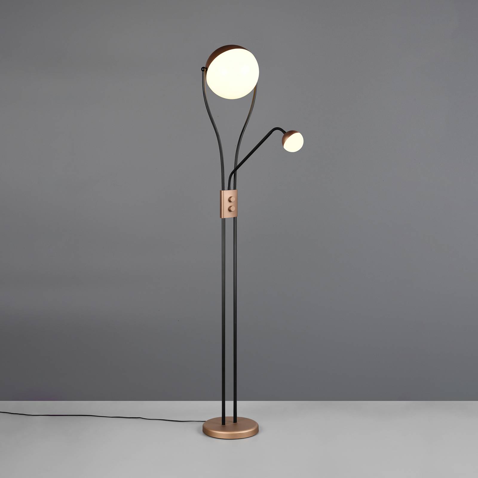 LED-Stehleuchte Chris,, coffee, Metall, Leseleuchte, Dimmer günstig online kaufen