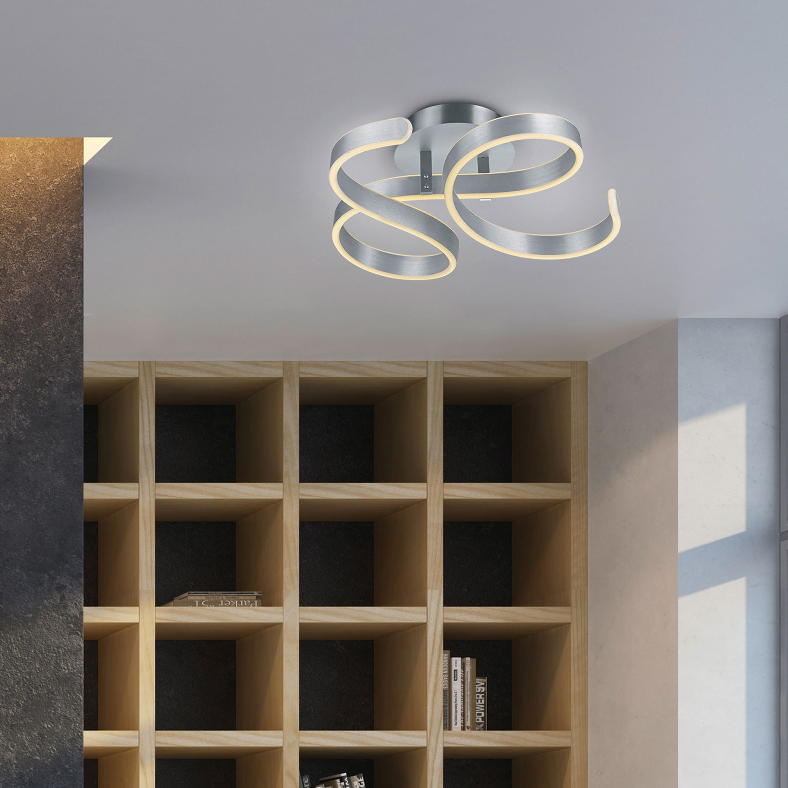 LED plafondlamp Francis, aluminium geborsteld