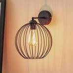 Cumera wall light in black with cage shade