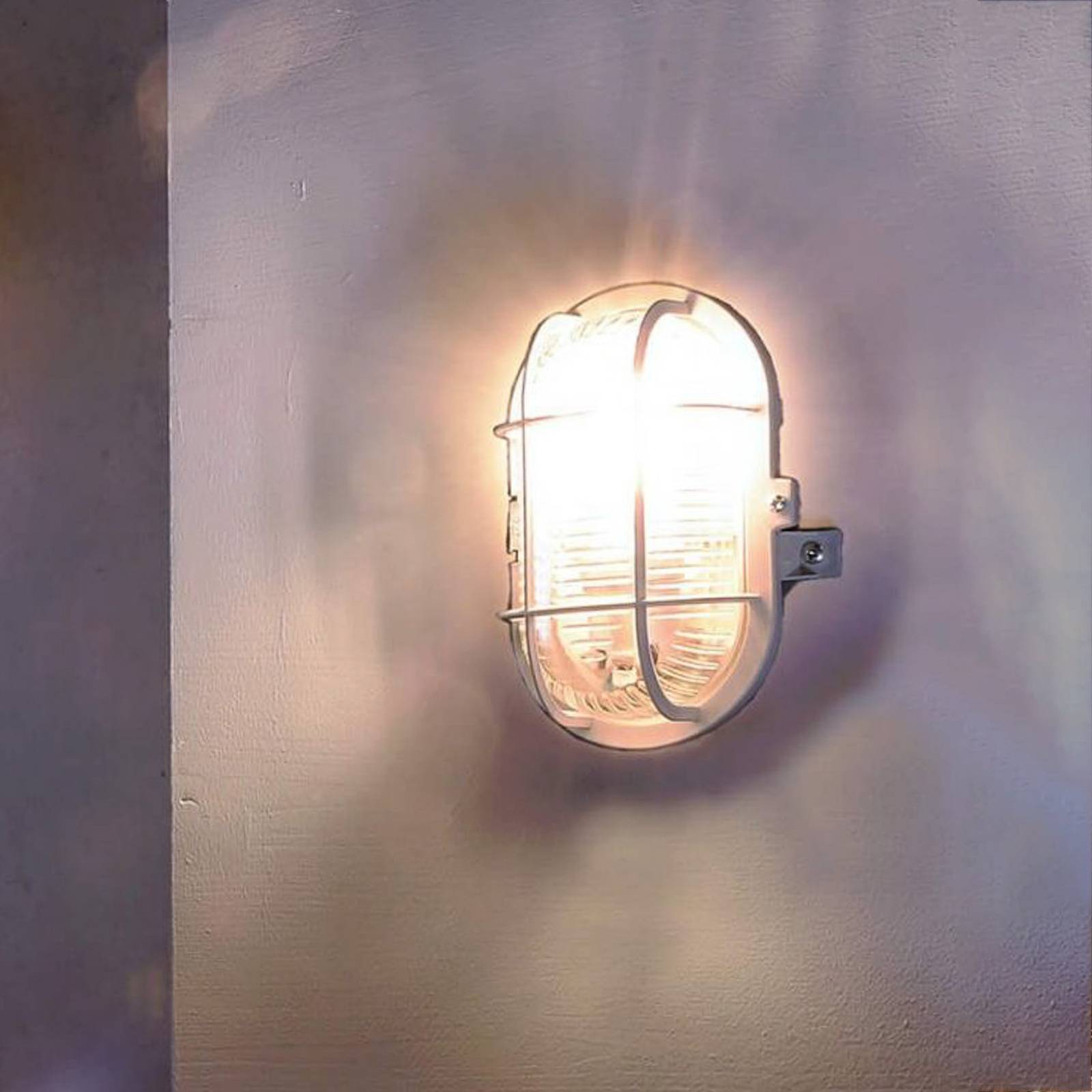 Deko-Light Syrma moisture-proof light, oval, white - Hallway - Wall Light - dimmable