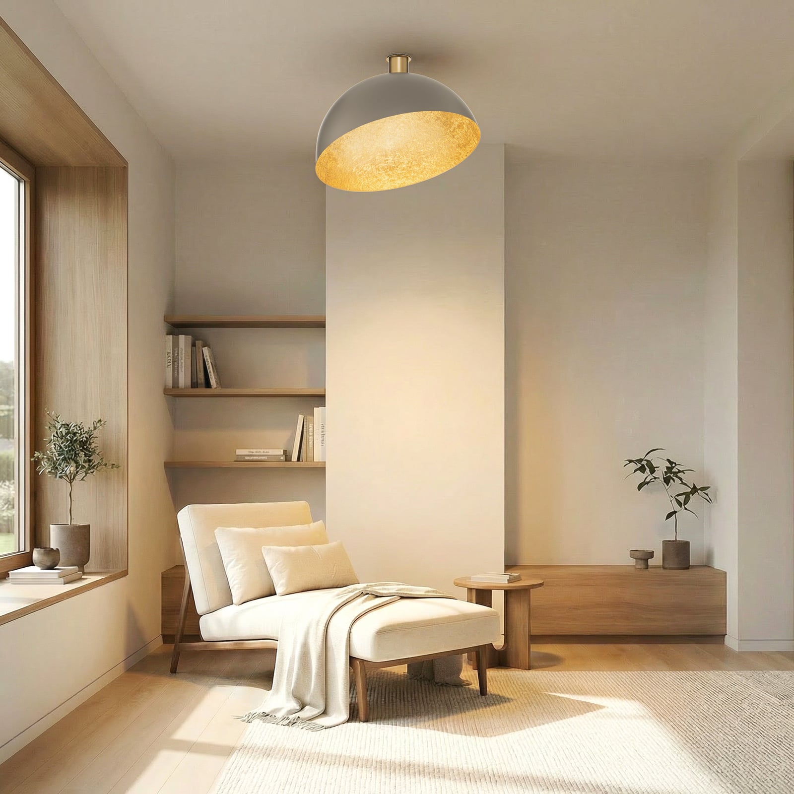 Deckenleuchte Sfera, Ø 50cm, taupe/gold, Metall, E27