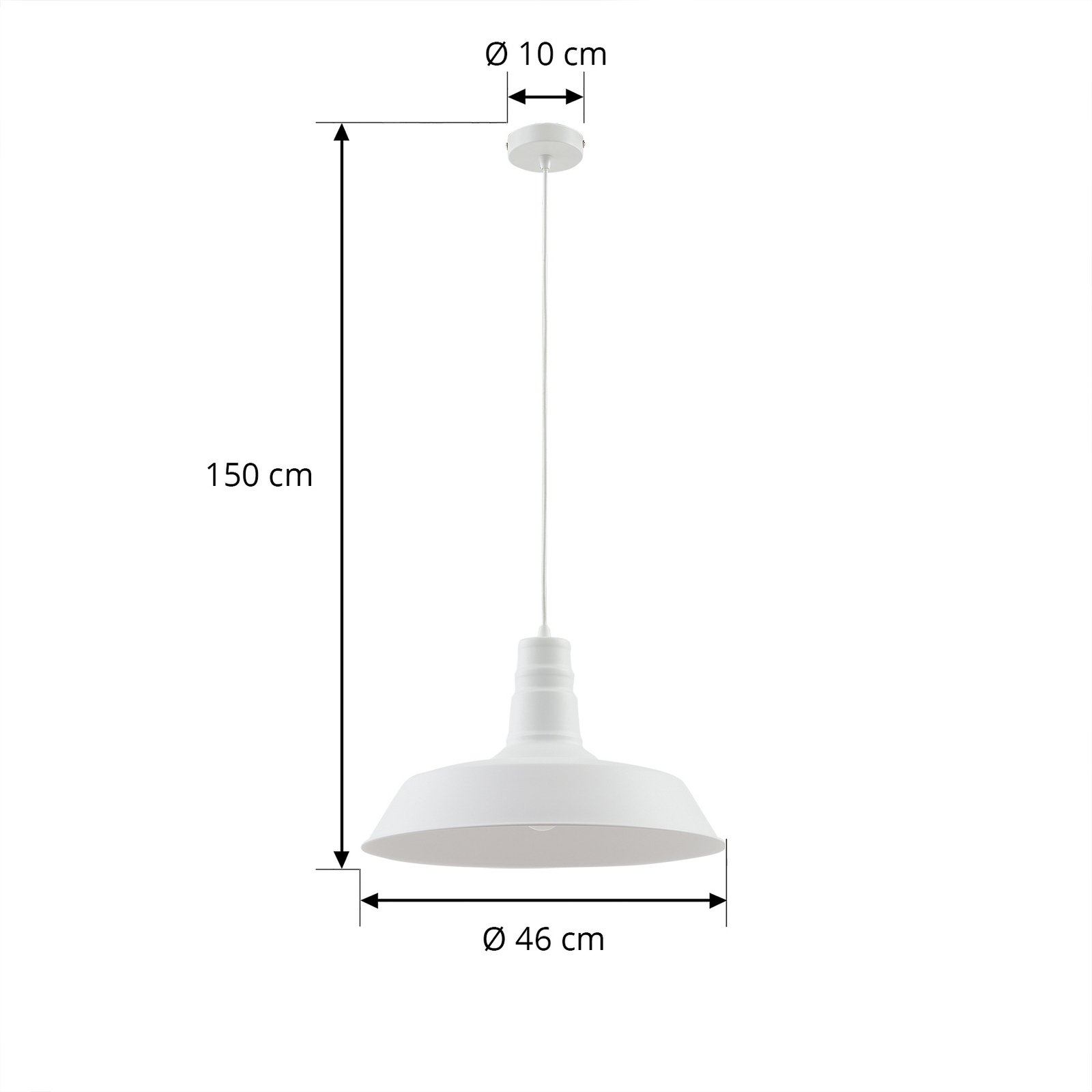 Lindby rippvalgusti Laylan, valge, Ø 46 cm, metall