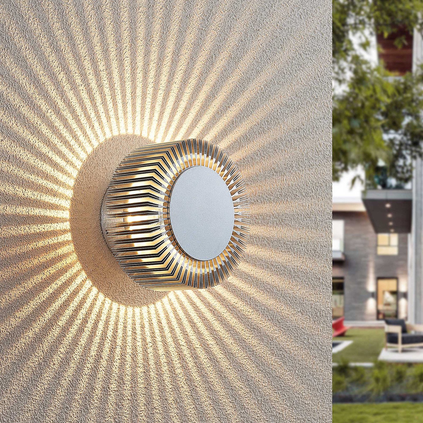 Lucande Keany LED külső fali lámpa, fénykoszorú