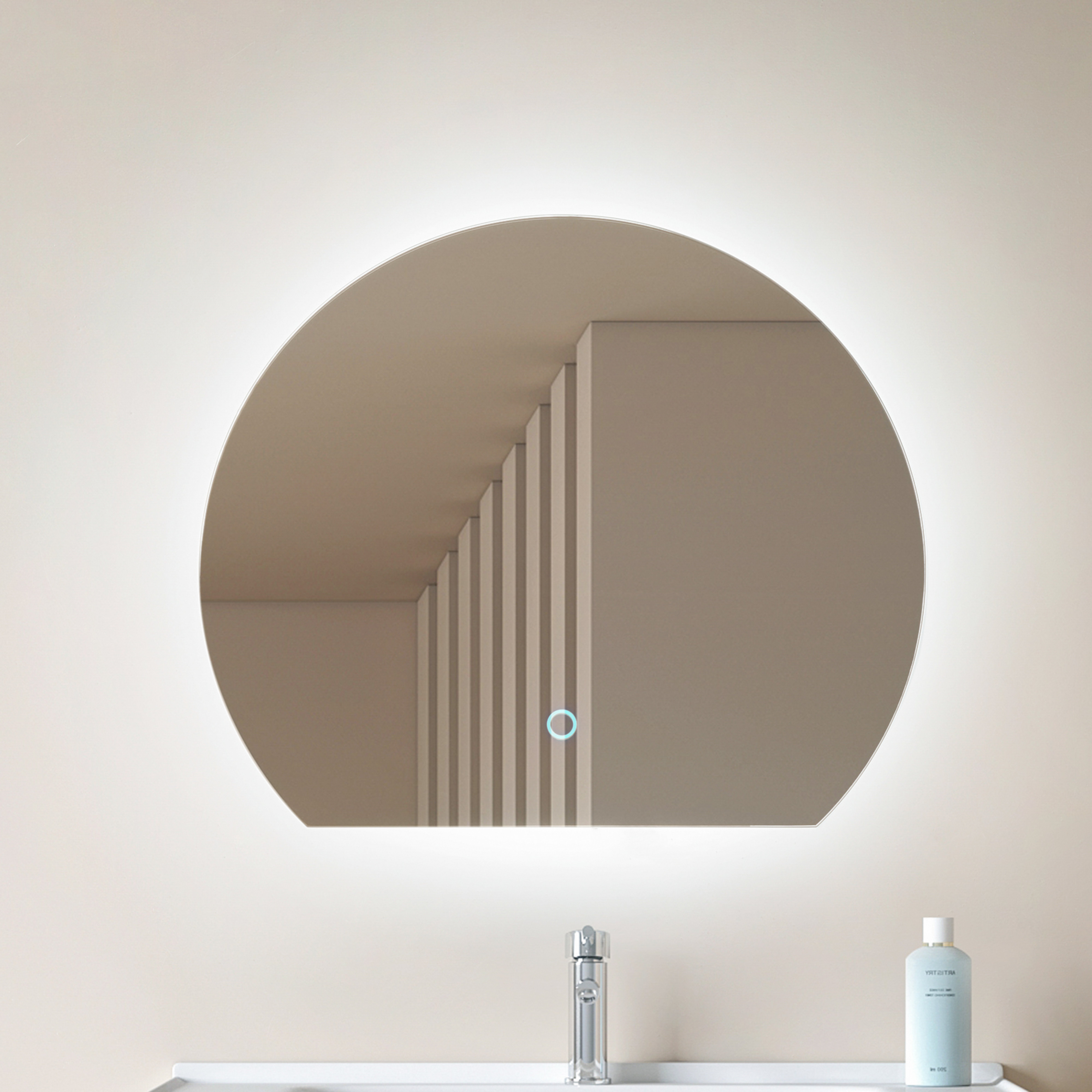 Lucande LED-Spiegel Celestiel, halbrund, CCT, Ø 50 cm