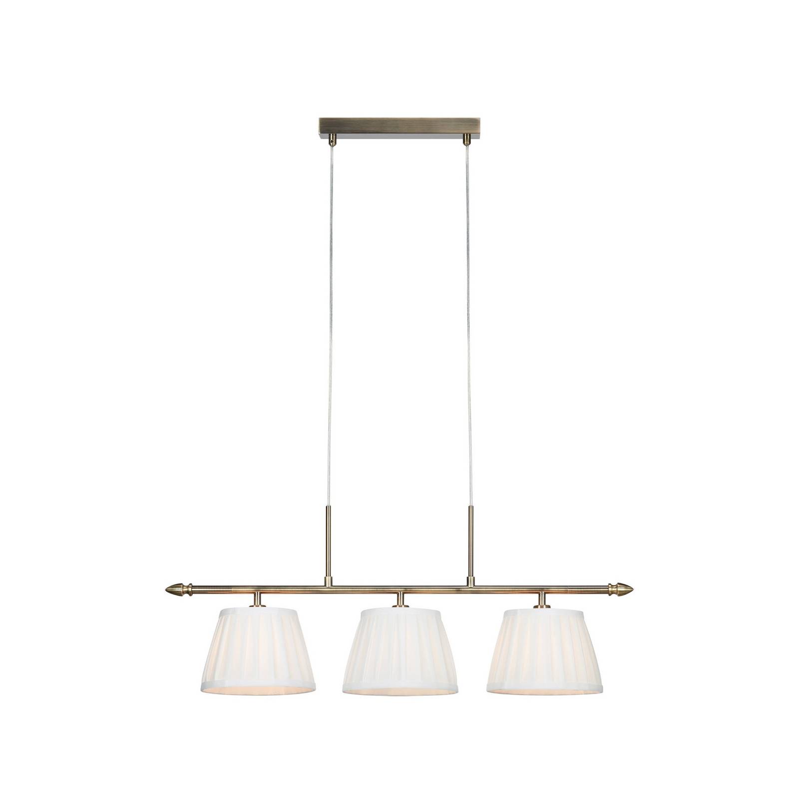 Hängelampe Oxford, messingfarben, Länge 83 cm, 3-flg.