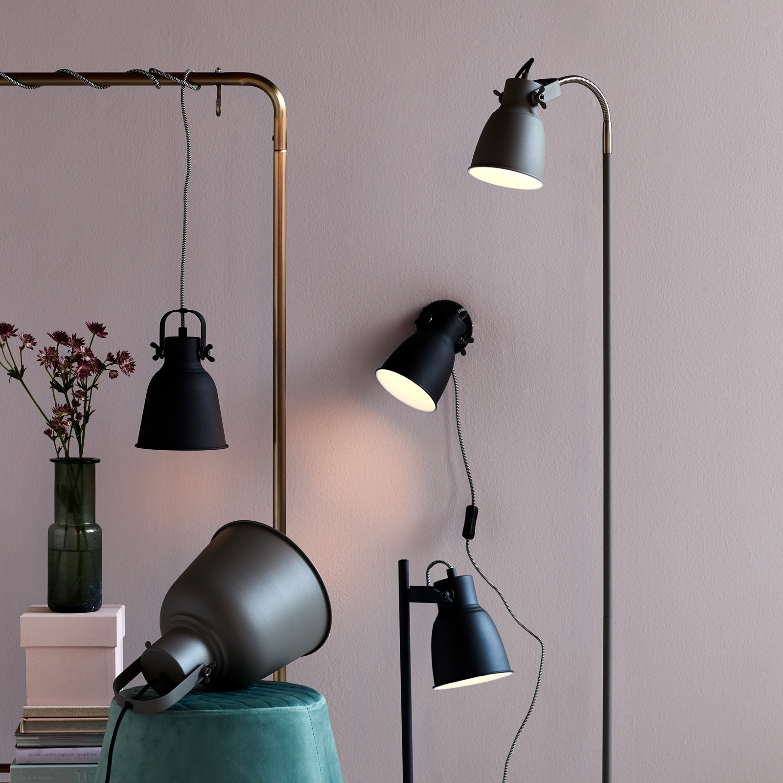 Adrian pendant light with metal shade