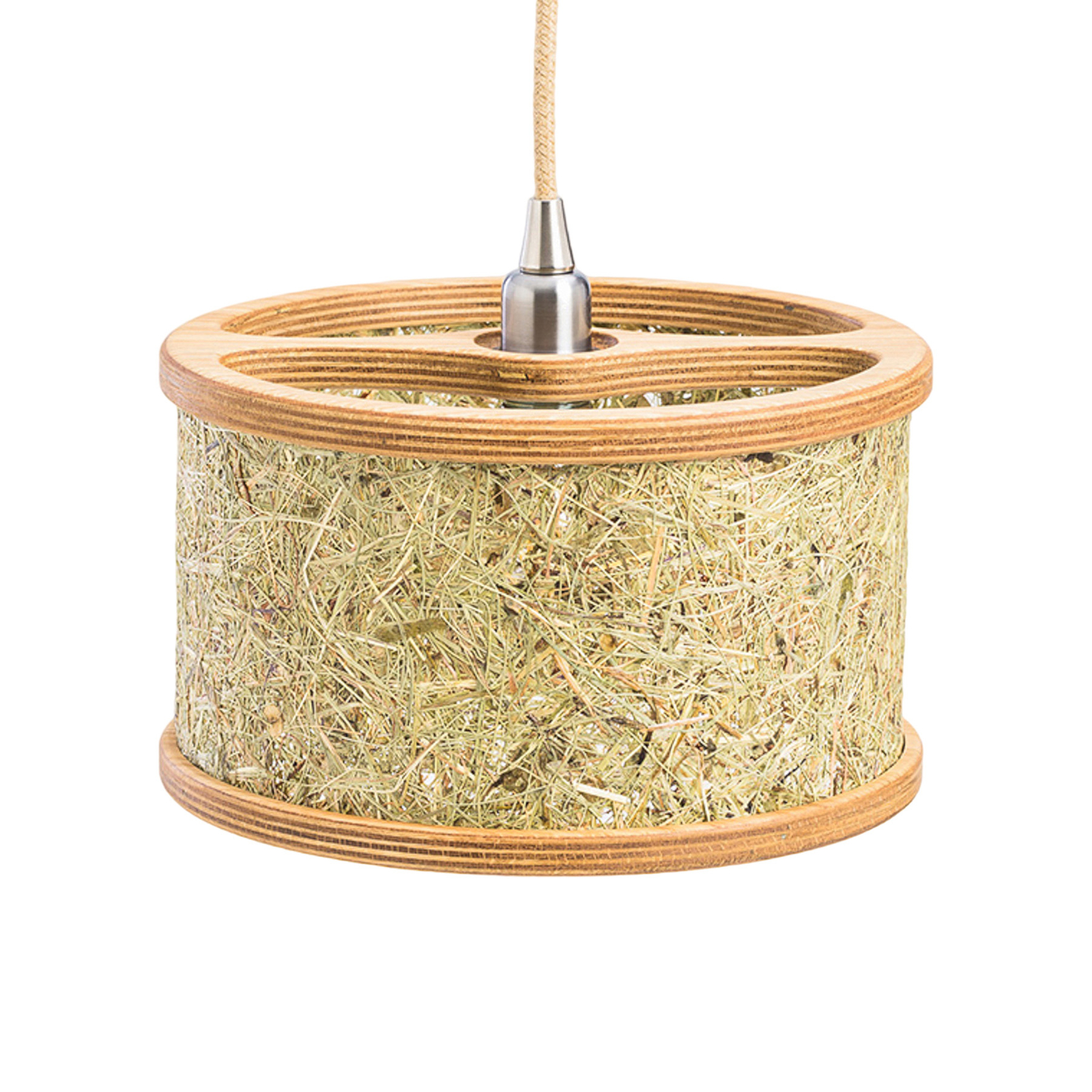 ALMUT 2610 pendant light Ø 25cm, oak wood and hay