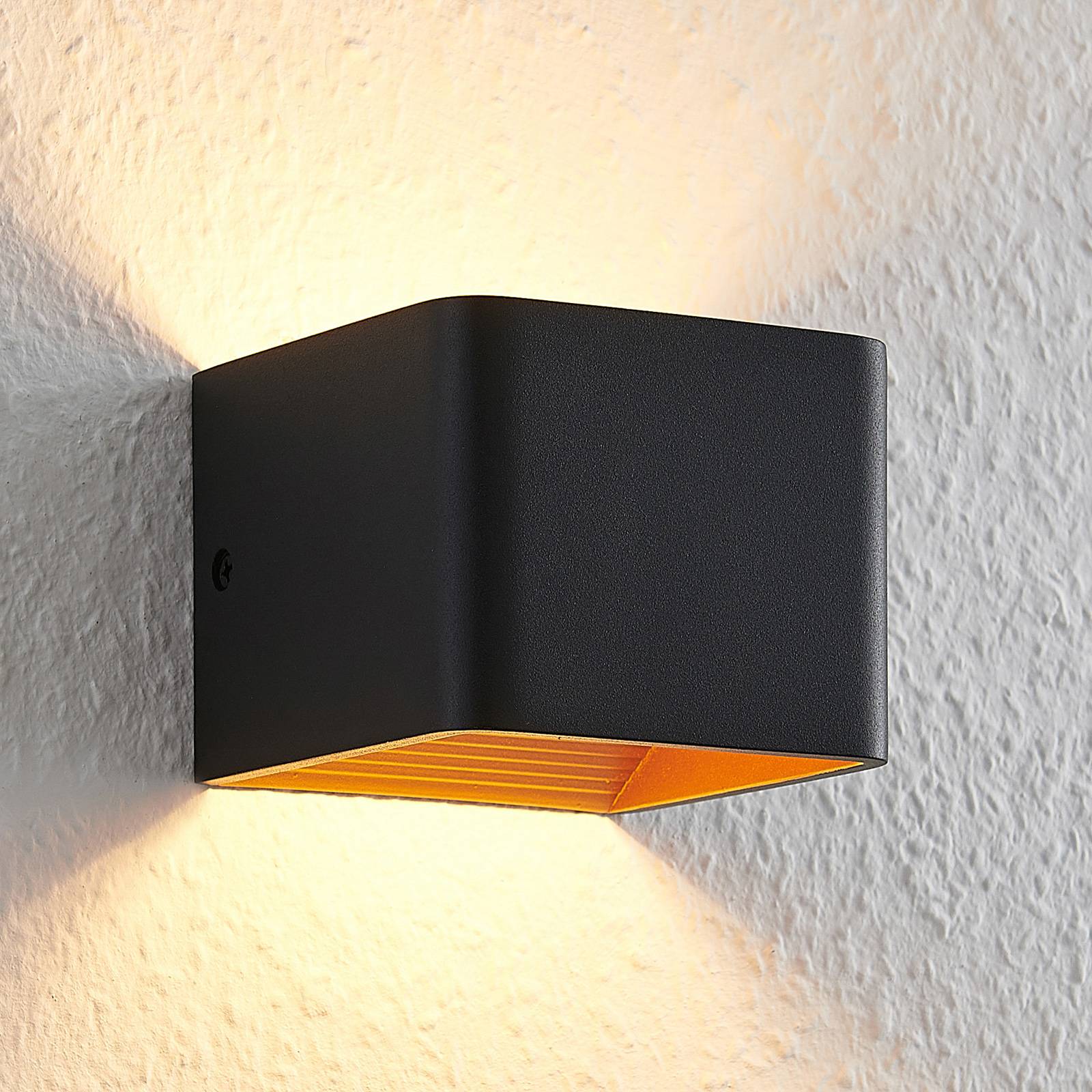 Arcchio LED kinkiet Karam, 10 cm, czarny, metal, góra/dół
