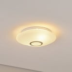Lampa sufitowa Cyril ze szkła, biało-mosiężna