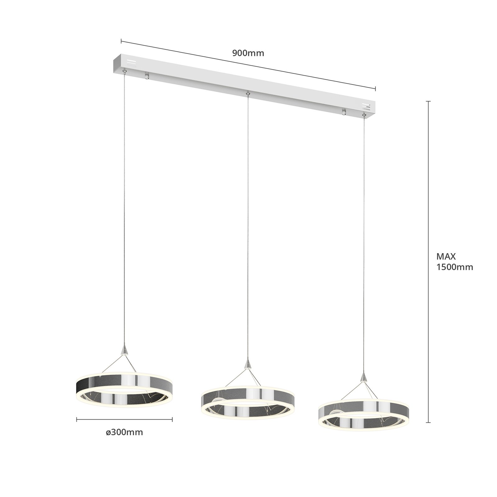 Lyani Hanglamp L115 Chrome/White - Lucande