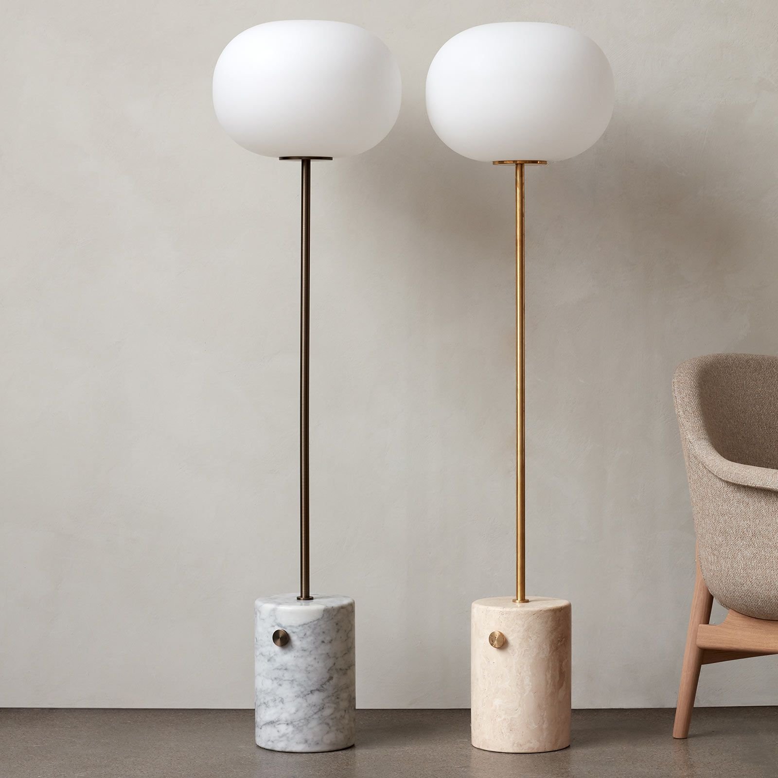 JWDA Lampadaire Travertin/Laiton Brossé - Audo Copenhagen
