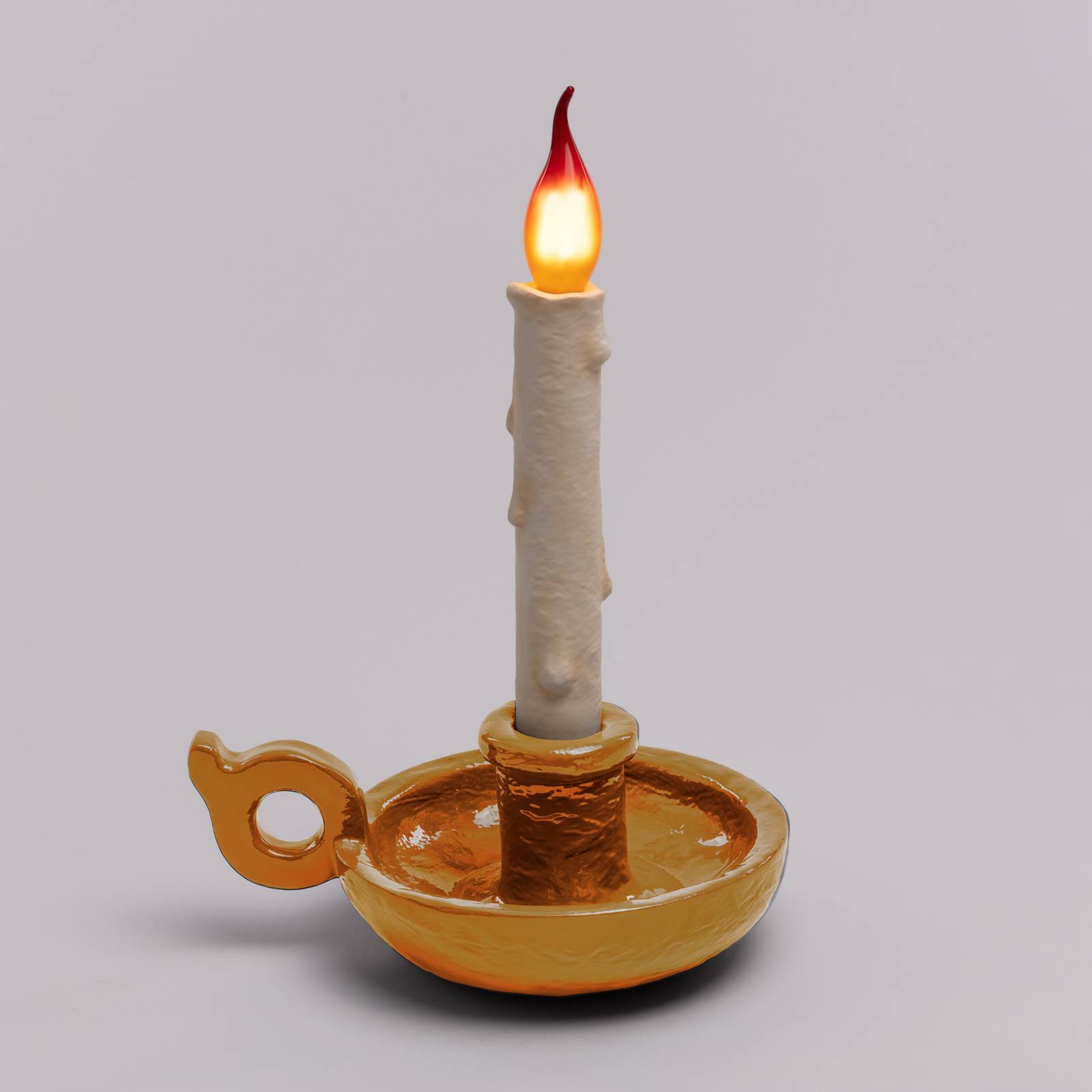 Levně LED deko stolní lampa Grimm Bugia svíčka zlatá