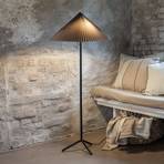 Lampe sur pied Plisado, gris, fer/tissu, hauteur 140 cm