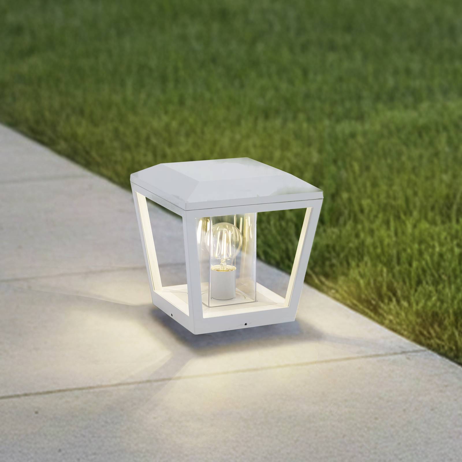 Lucande, luminaire pour socle Dunia, blanc, métal, 24 cm, E27, IP54