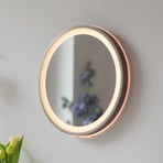 LED-Wandspiegel VIDRO, bronze, Ø 36 cm, Powerbank, Schalter