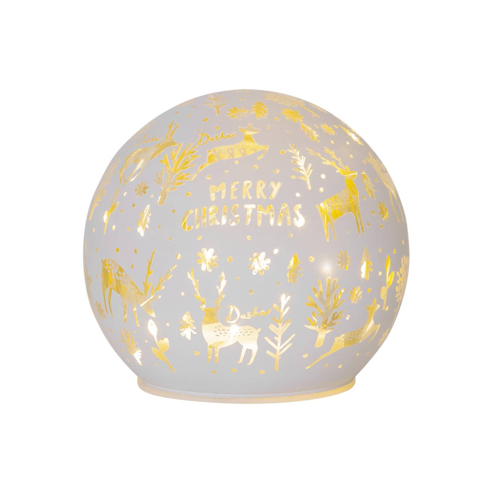 LED-Kugellampe Merry X-Mas Ø 12 cm weiß Glas Batteriebetrieb