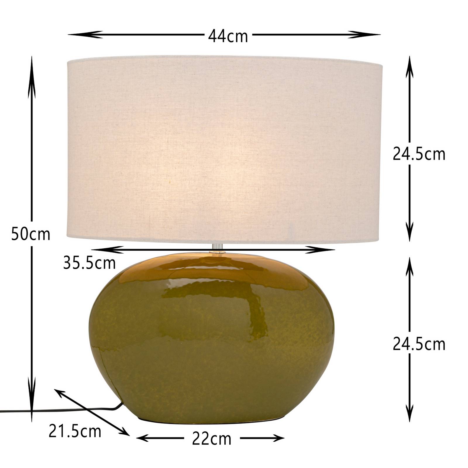 Lampa stołowa KARE Beo, zielona, bawełna, wysokość 50 cm, E27
