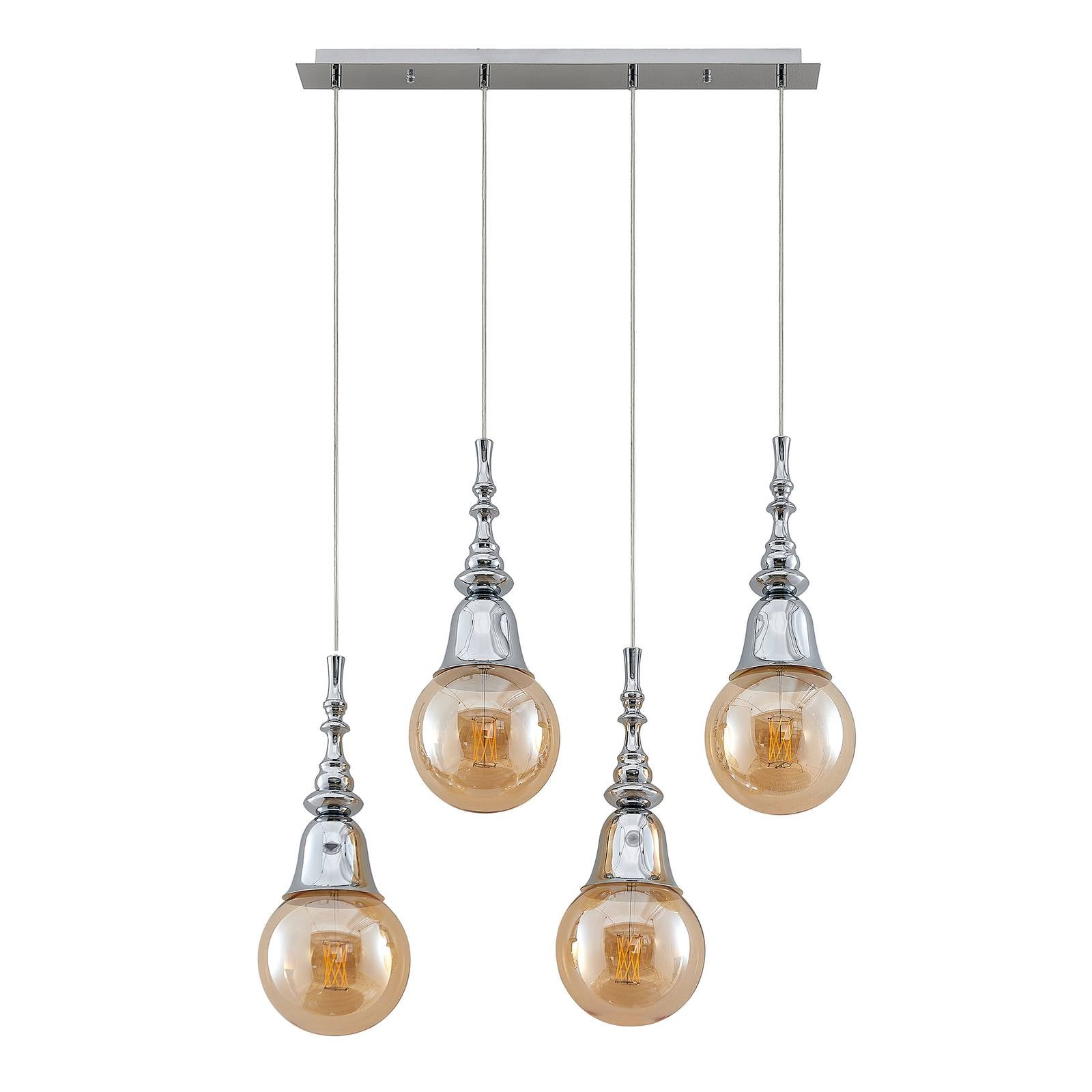 Lucande Gesja Pendellampe, 4-fl., lang, chrom