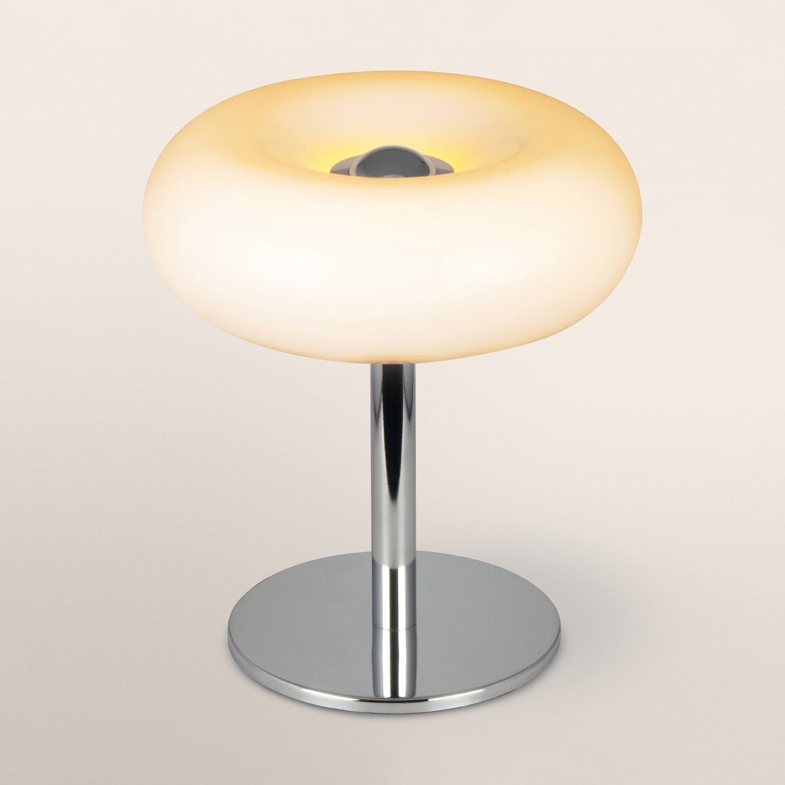 Επιτραπέζια λάμπα LED OSRAM Decor Lunea, λευκό/χρώμιο, Ø 30 εκ., CCT με Επιτραπέζια λάμπα LED OSRAM Decor Lunea, λευκό/χρώμιο, Ø 30 εκ., CCT με