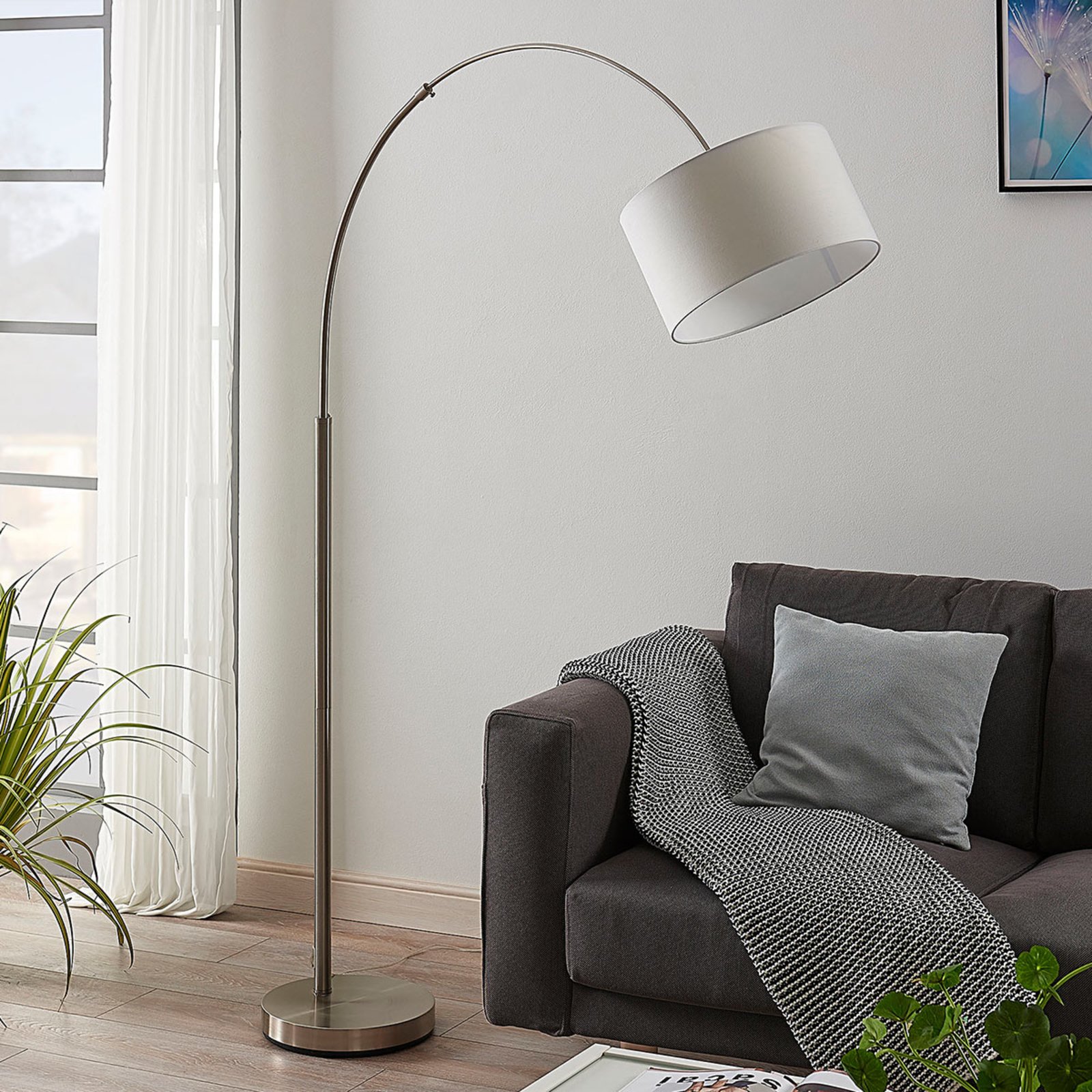 Railyn Gulvlampe Cream/Nickel - Lindby