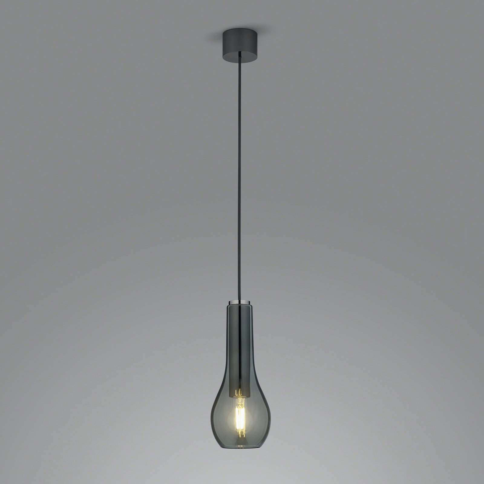 Висяща лампа Gara с абажур от опушено стъкло, единична светлина