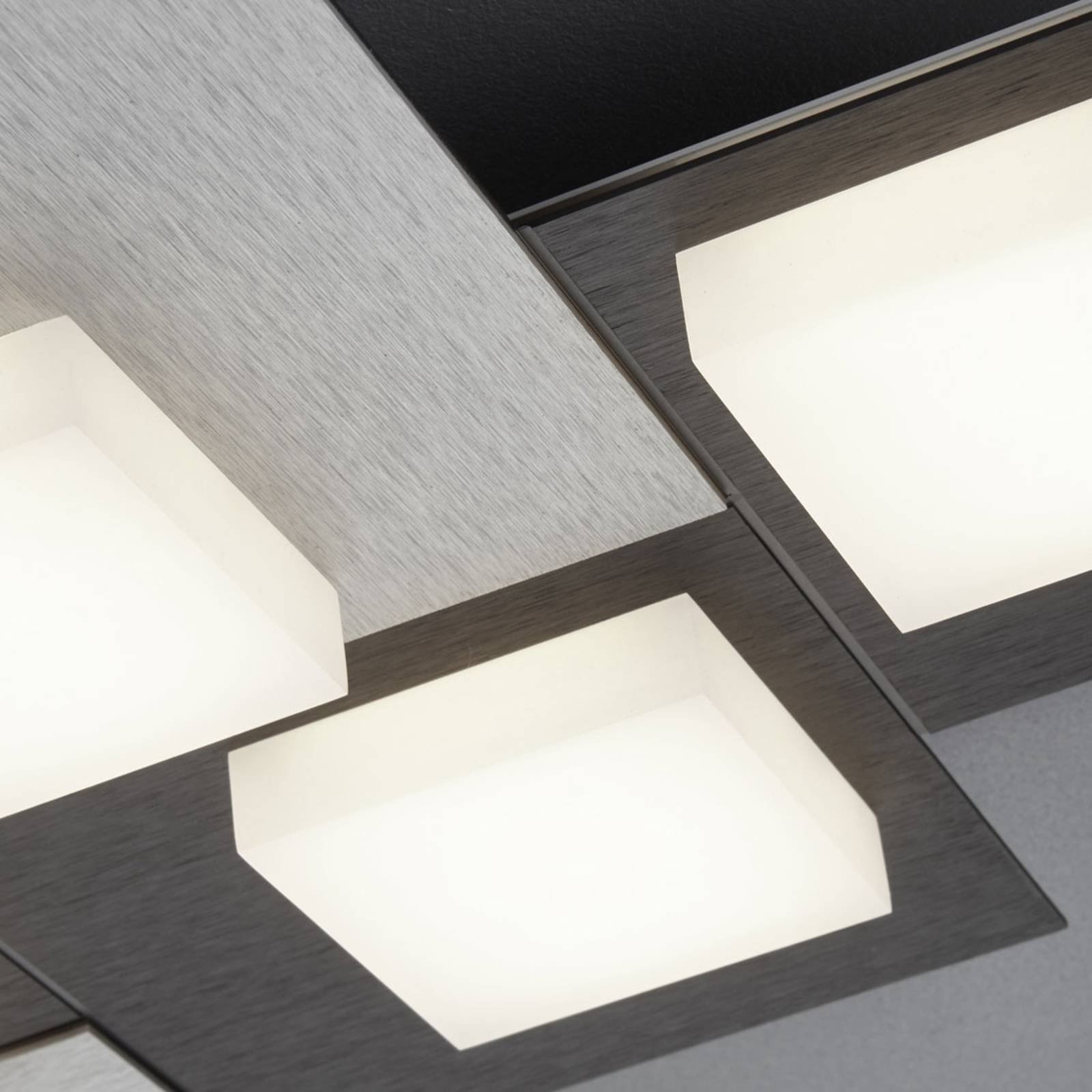 BANKAMP Cube ceiling light 48 W, anthracite, for Living / Dining Room, metal, acrylic, 48 W, energy efficiency: A+, L: 56.5 cm, W: 35 cm, H: 5.5 cm