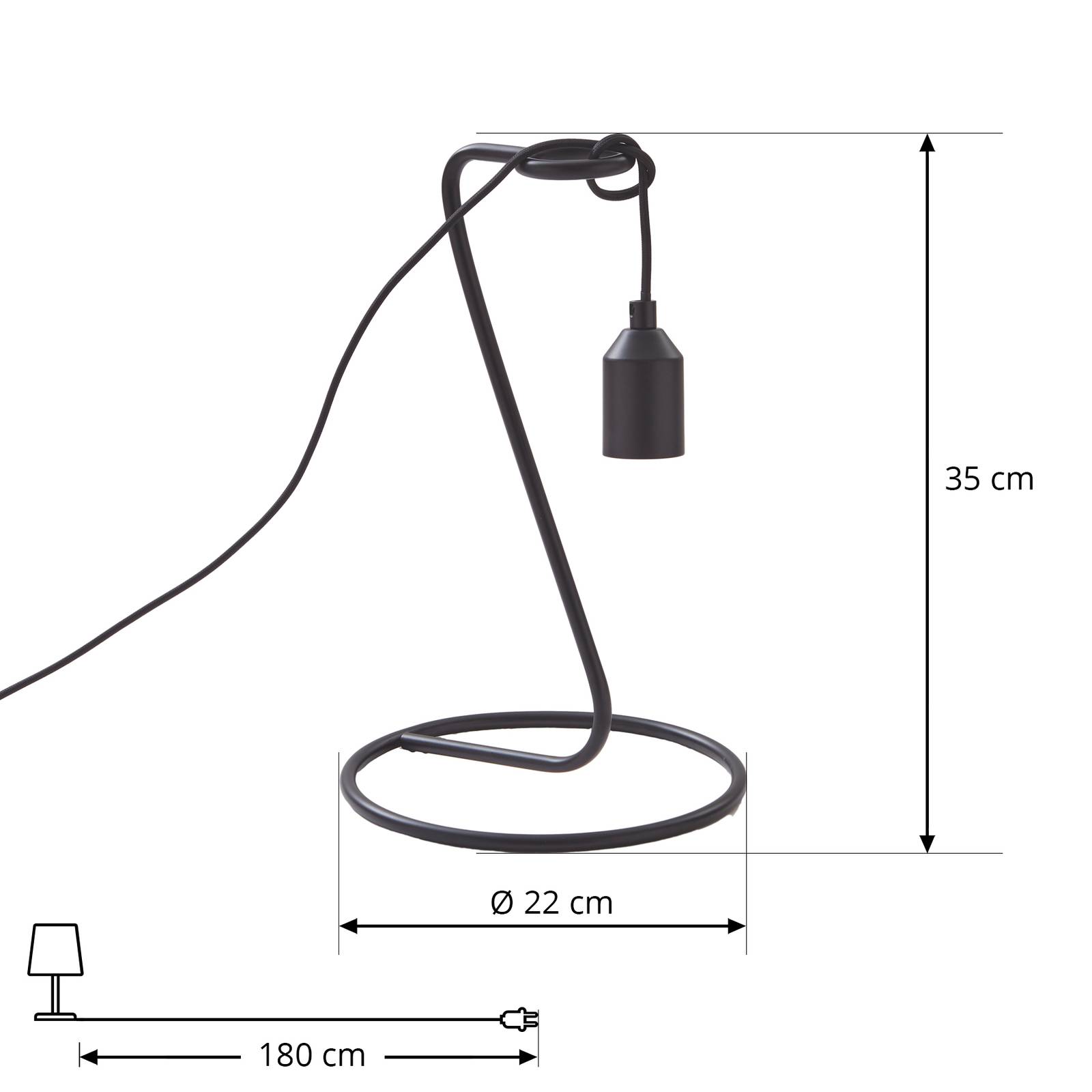 Lampa stołowa Lindby Elira, czarna, metal, 35 cm wysokości, ES27