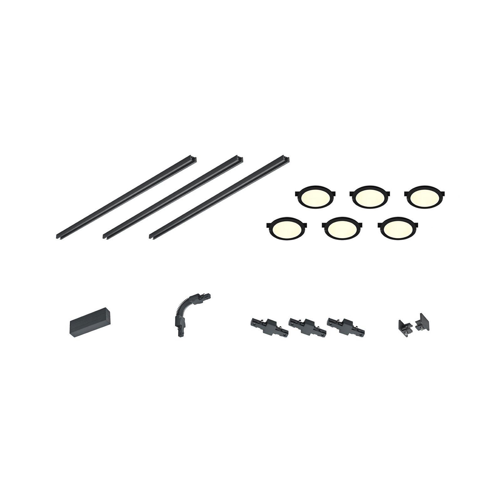 Kit de rails DUOline Camillus noir 3 m à 6 lampes LED à 2 phases