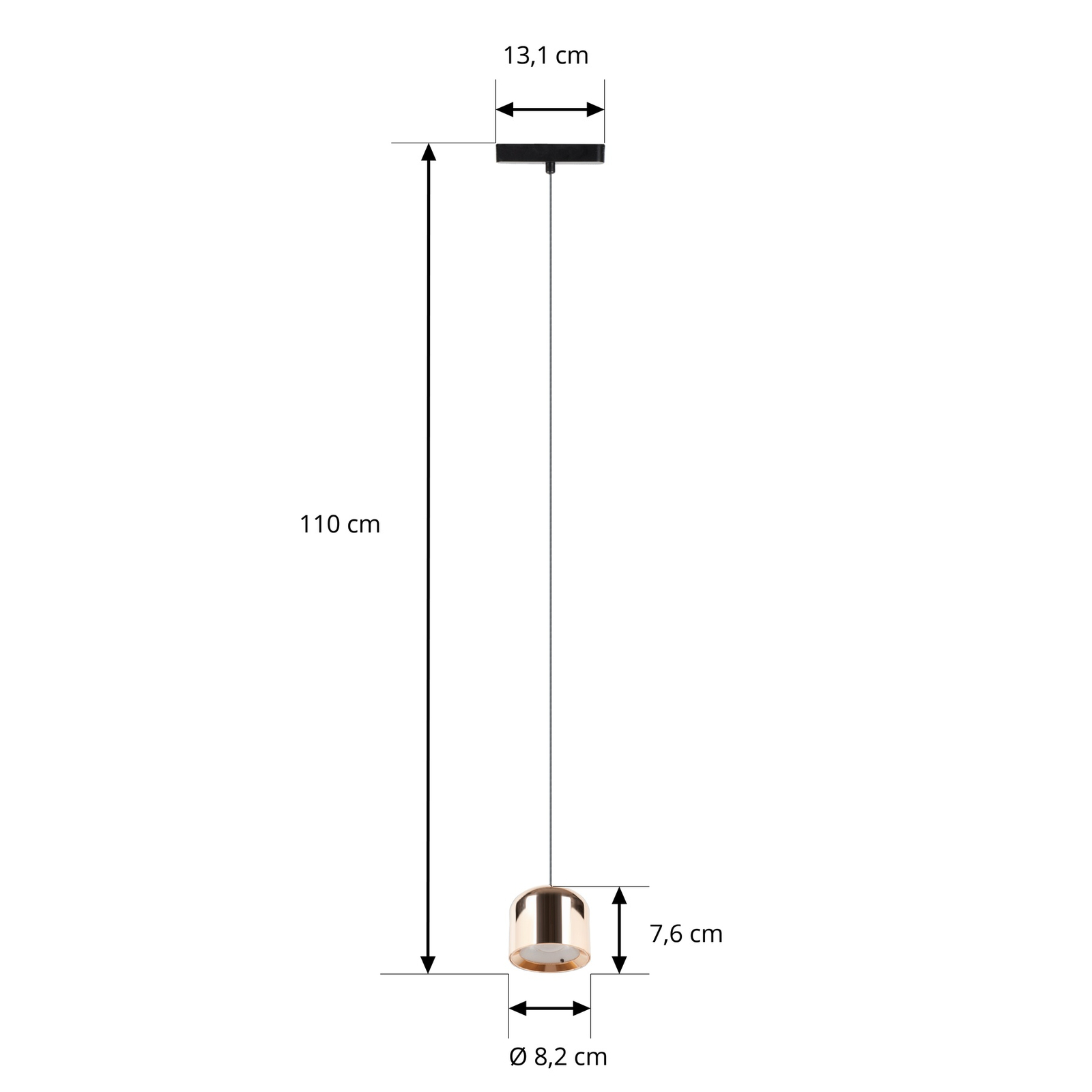 Suspension LED Lindby Lumaro, or, Ø 8 cm, alu, 48V