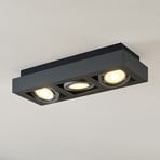 Arcchio plafondspot Ronka, 50 cm, 3-lamps, grijs, GU10