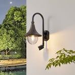 Lindby outdoor wall light Daphne, antique black, sensor, E27