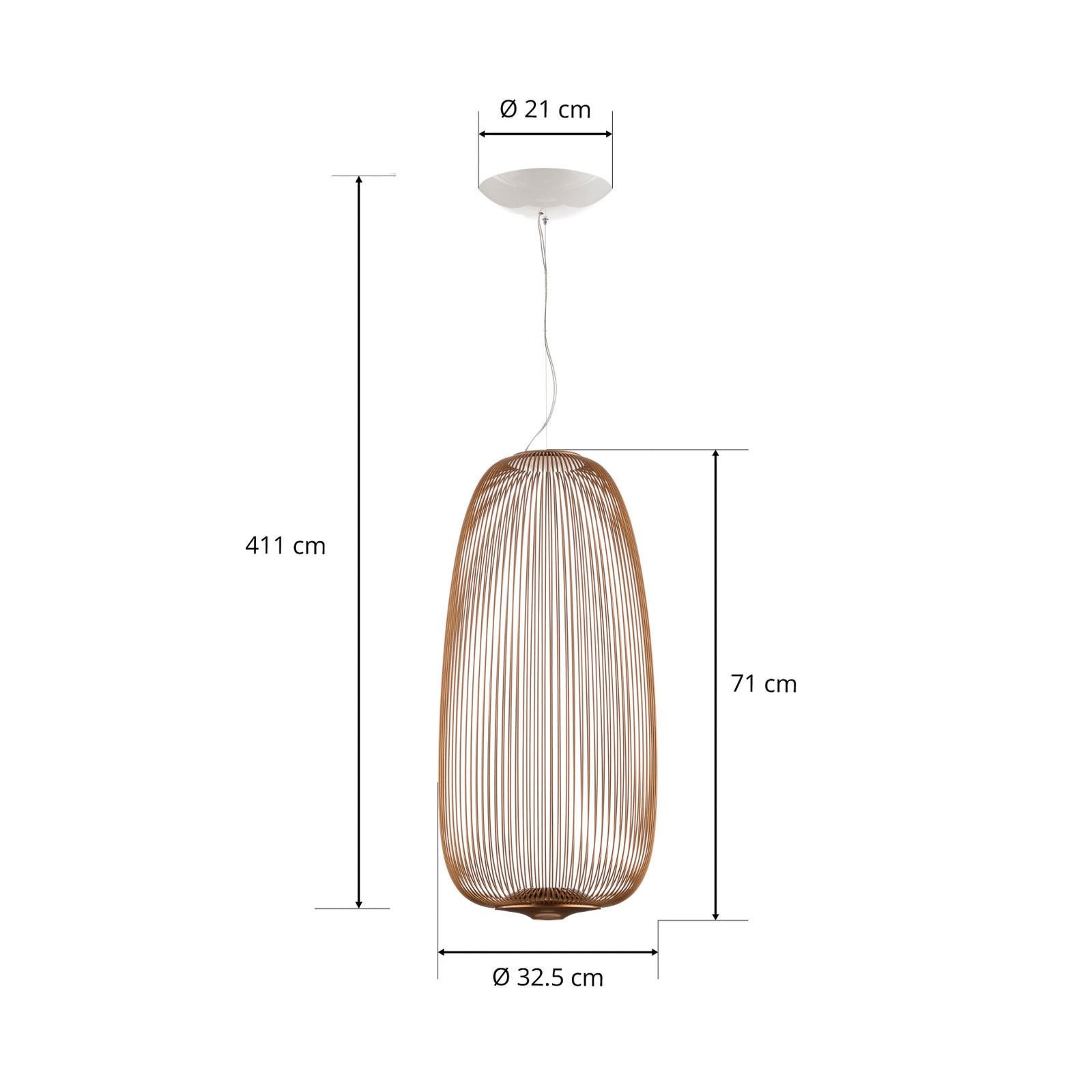 Spokes 1 LED-Pendellampe dimmbar kupfer - Foscarini