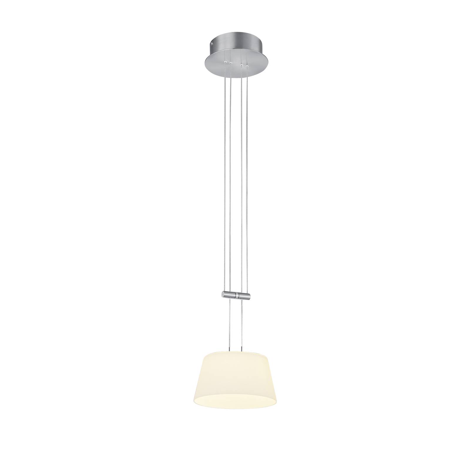 BANKAMP Conus LED pendant light, 1-bulb, nickel, for Living / Dining Room, aluminium, glass, 18 W, H: 12.5 cm