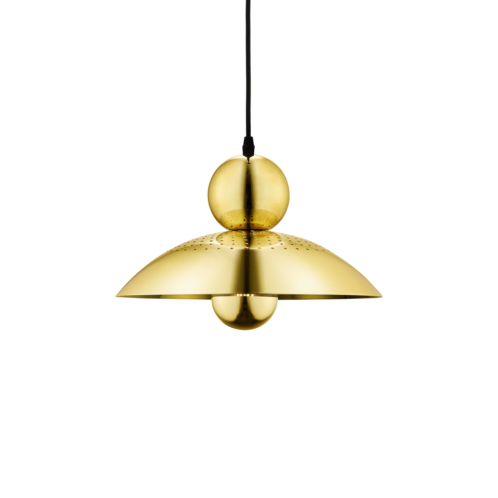 Hanglamp gezocht, goudkleurig, ijzer, Ø 32 cm