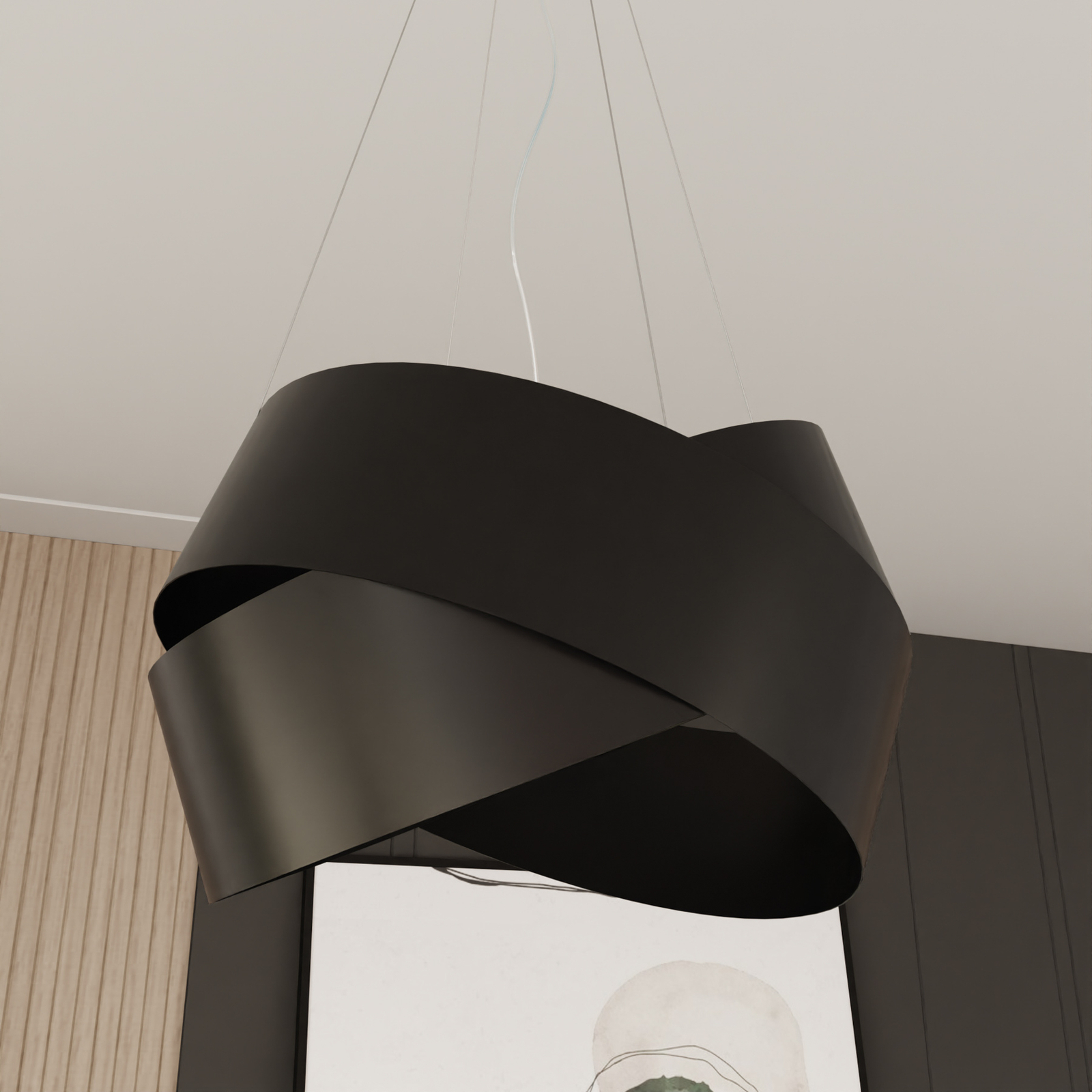 Vieno függő lámpa fekete acélgyűrűkből