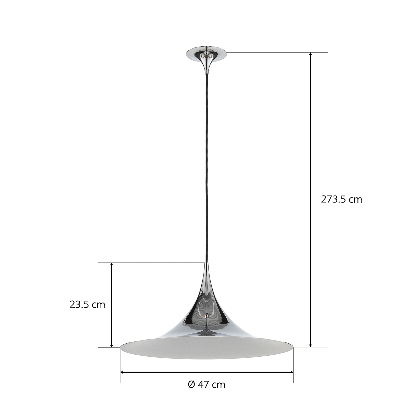 GUBI Semi pendant light, Ø 47 cm, chrome