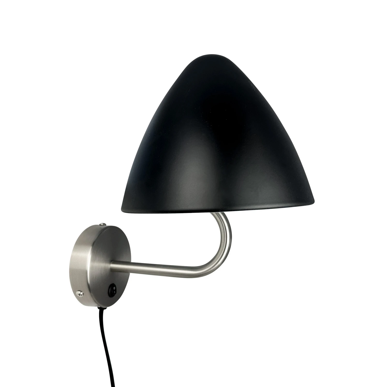 Lampa ścienna Dyberg Larsen Oulu, czarna/stalowa, Ø 20,3 cm