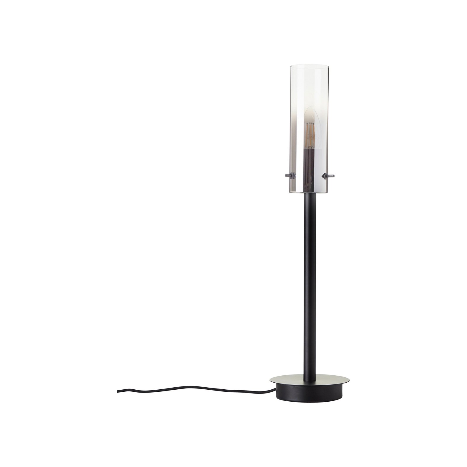 Lampă de masă Glasini, înălțime 49,5 cm, gri fumuriu/negru, sticlă