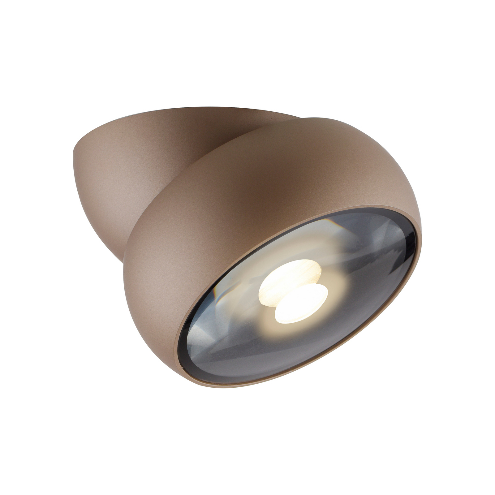 PURE LED тавански спот Move, Ø 12 cm, бронзов цвят, метал/стъкло