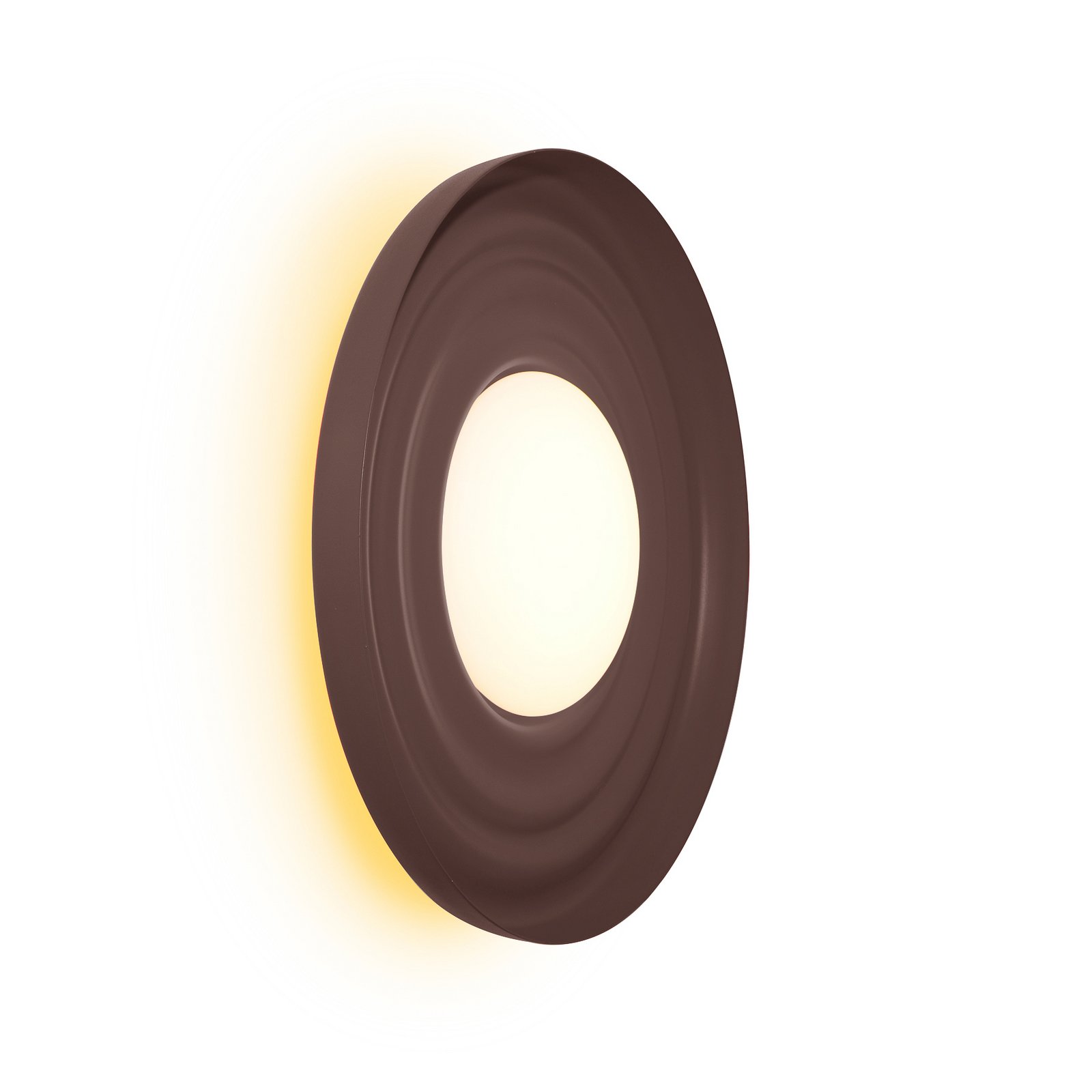 Lindby LED wall light Waves, metal, brown, round, Ø 43 cm