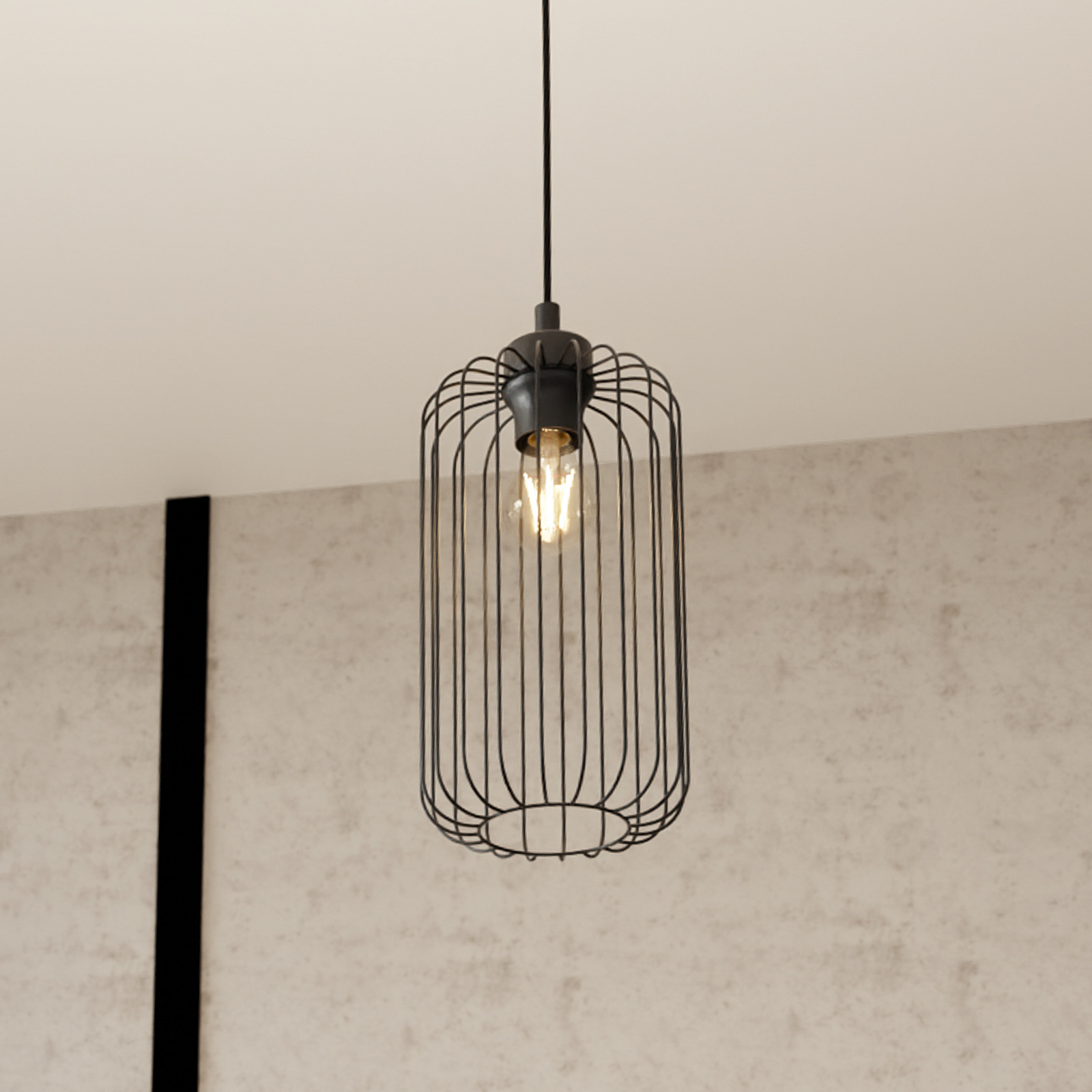 Vander pendant light, Ø 16 cm, black, metal, E27