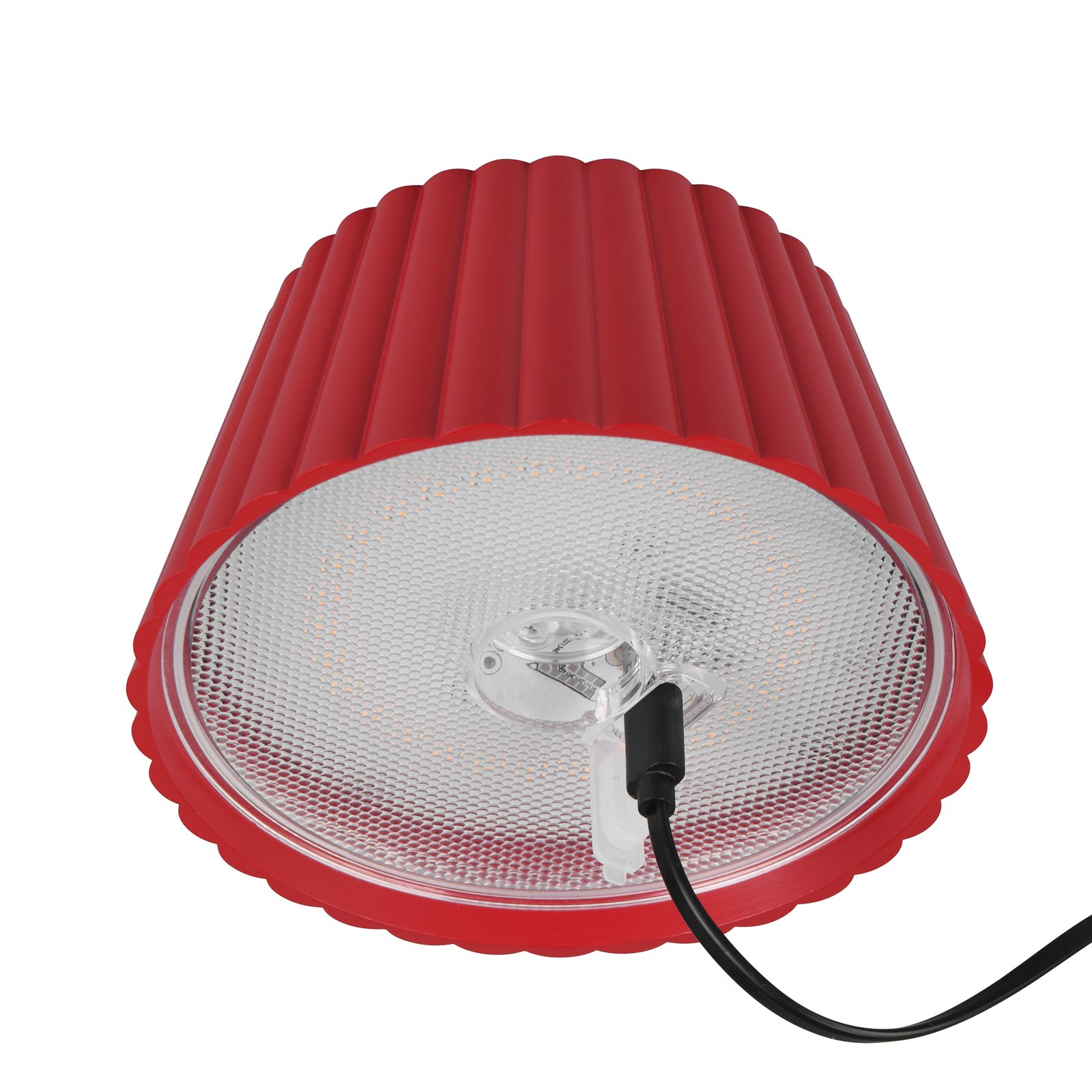 Suarez LED įkraunama grindų lempa, raudona, aukštis 123 cm, metalinė
