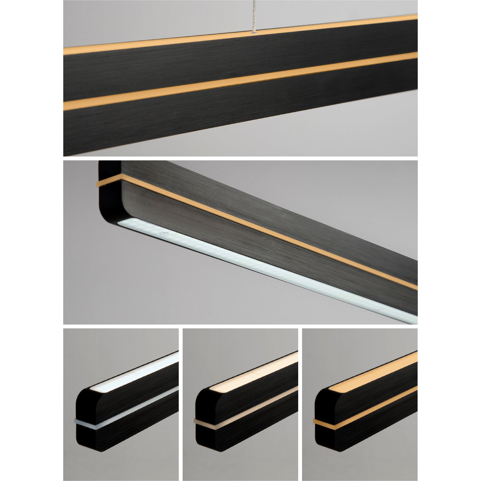 Candeeiro suspenso LED Bopp Switch, preto, comprimento 118 cm, metal
