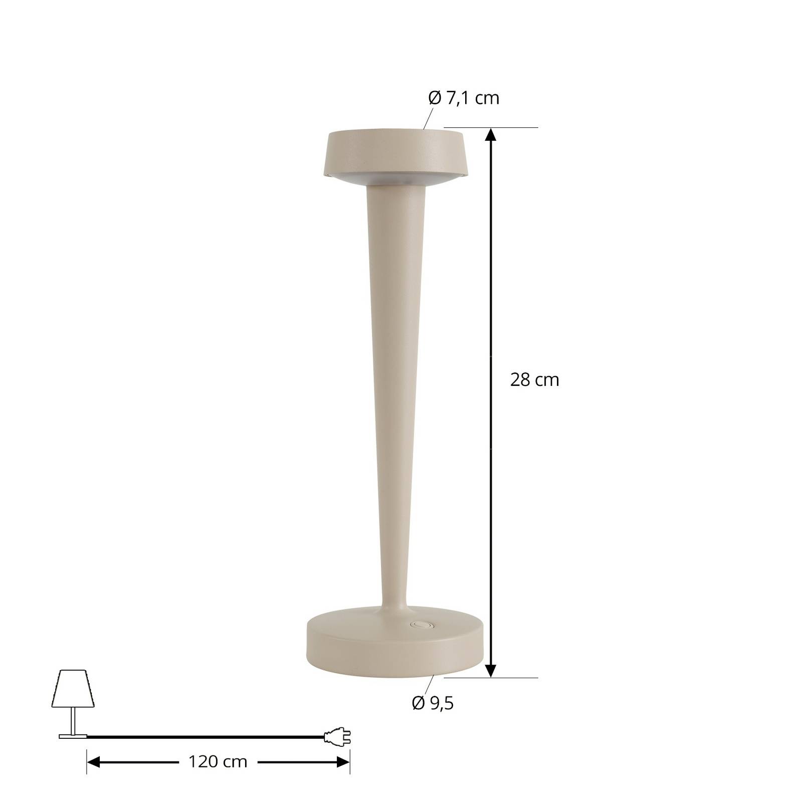 Lucande LED świecznik Lea, wazon, beżowy, 28 cm