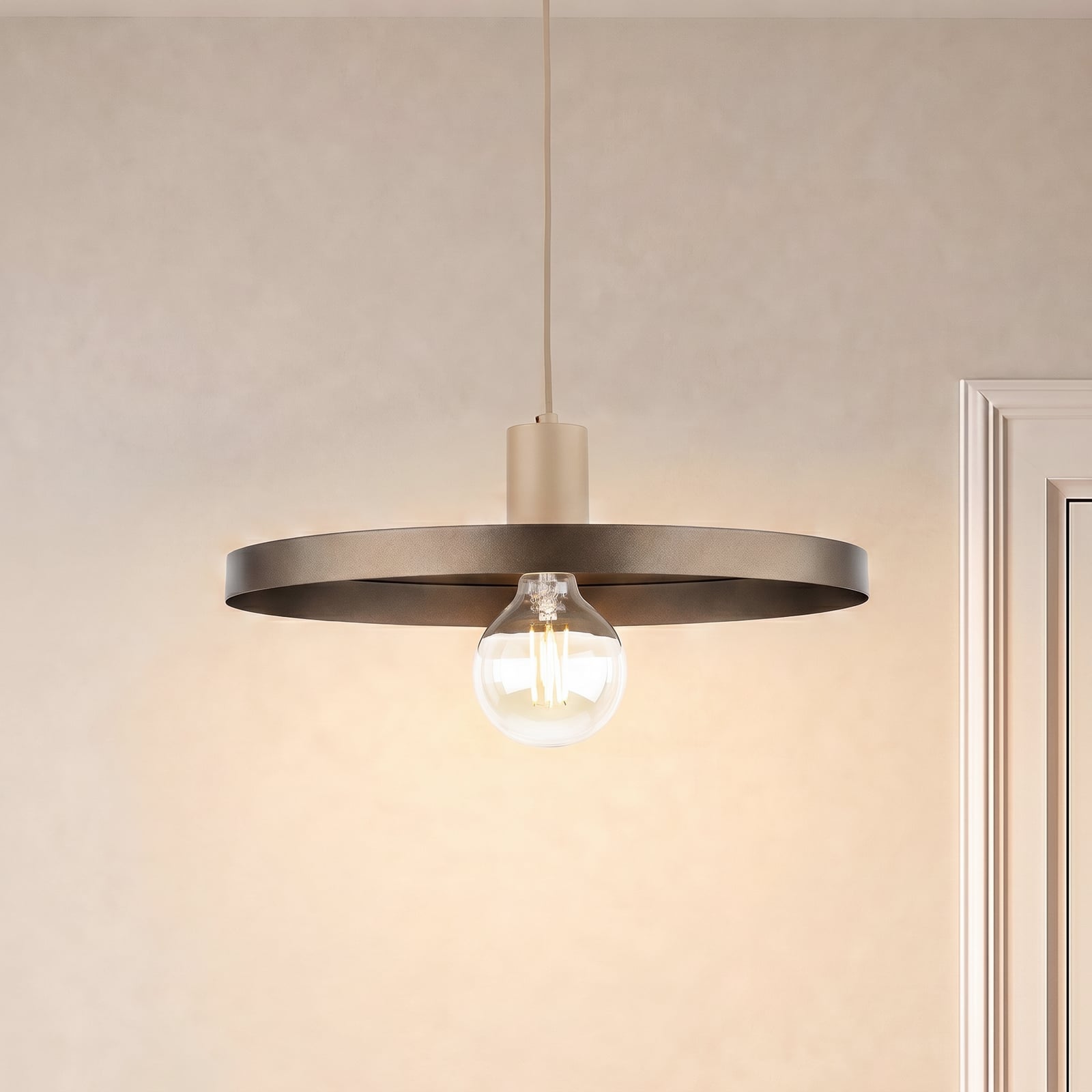 Suspension Sila, marron/sable, métal, Ø 45 cm, E27